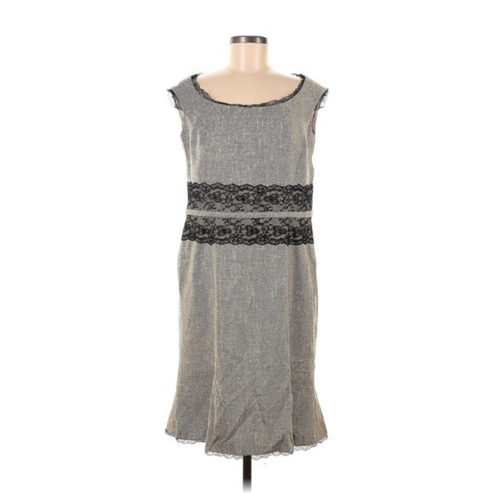 Escada Beige tan Tweed Sleeveless Wool Silk Blend Sheath Dress size 44 / large